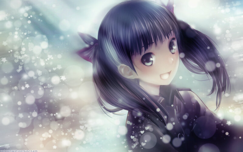 anime girl in snowy scene