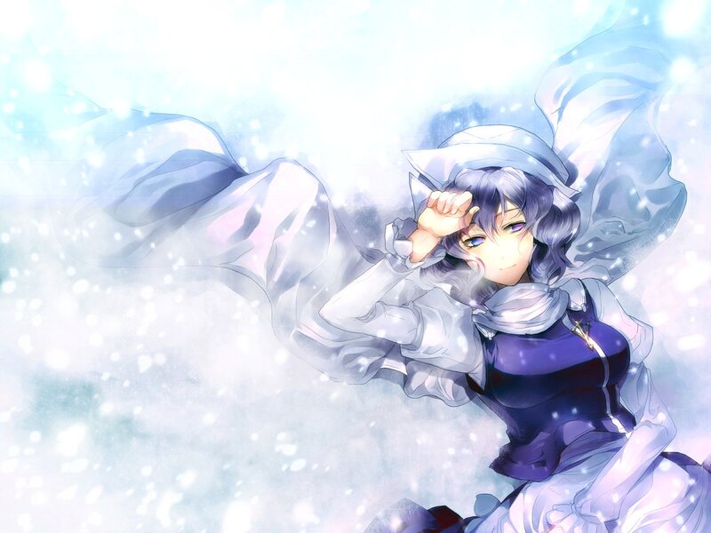 anime girl in snowy scene