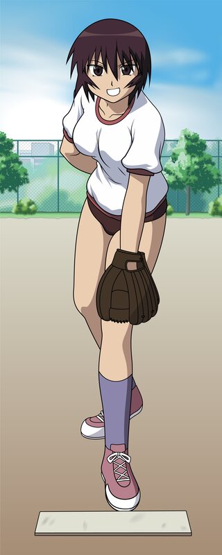anime girl in softball uniform