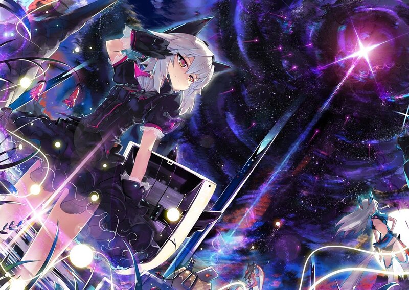 Anime girl in space battle