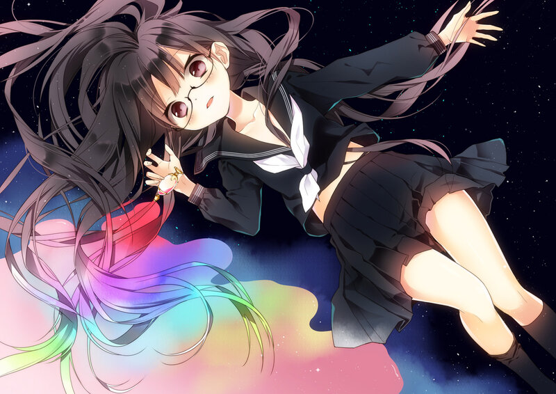 Anime Girl in Space — Black, Dreamy