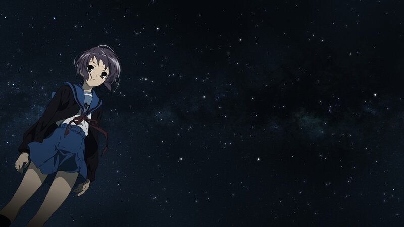 Anime Girl in Space — Black, Serene, Night, Stars, Galaxy