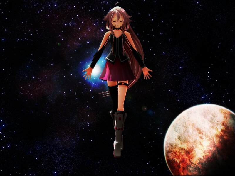 Anime Girl in Space — Black, Serene, Night