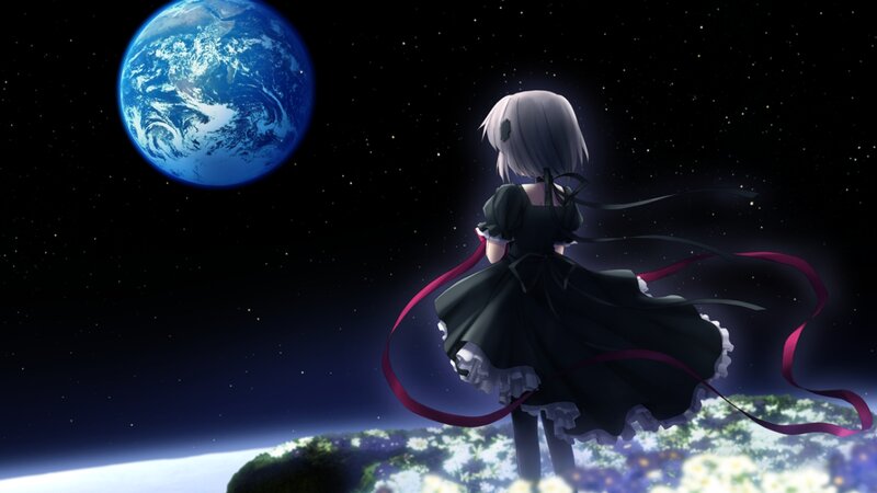 Anime Girl in Space — Black, Serene
