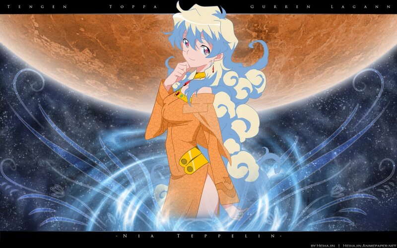 Anime Girl in Space — Blue, Dramatic, Night, Planet