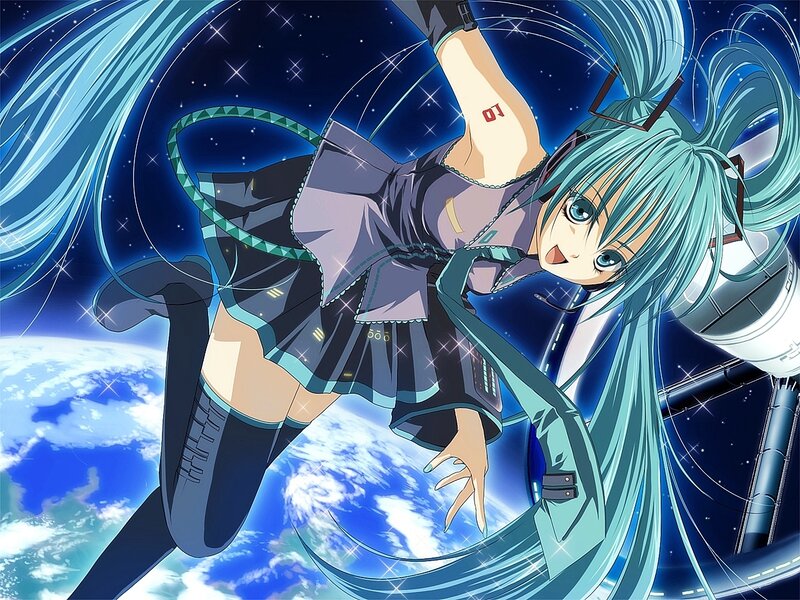 Anime Girl in Space — Blue, Dynamic, Night
