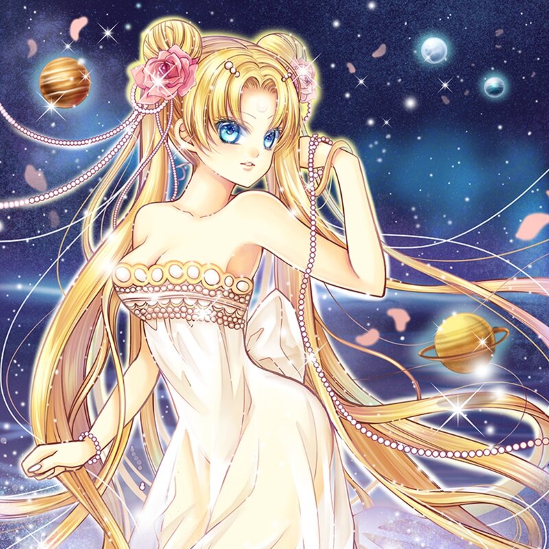 Anime Girl in Space — Blue, Serene, Night, Manga