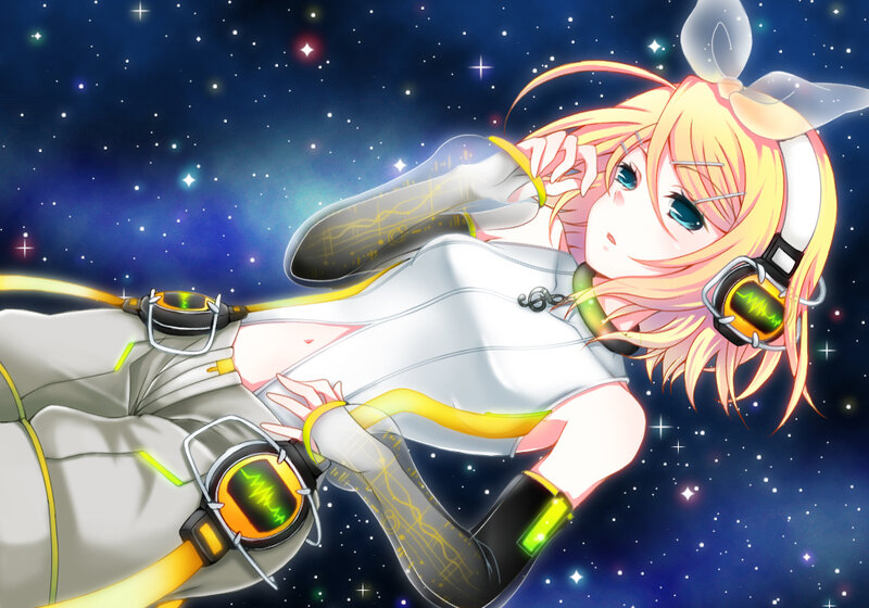 Anime Girl in Space — Blue, Serene, Night