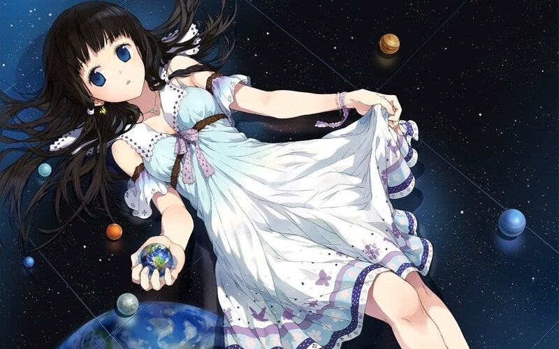 Anime Girl in Space — Blue, Serene