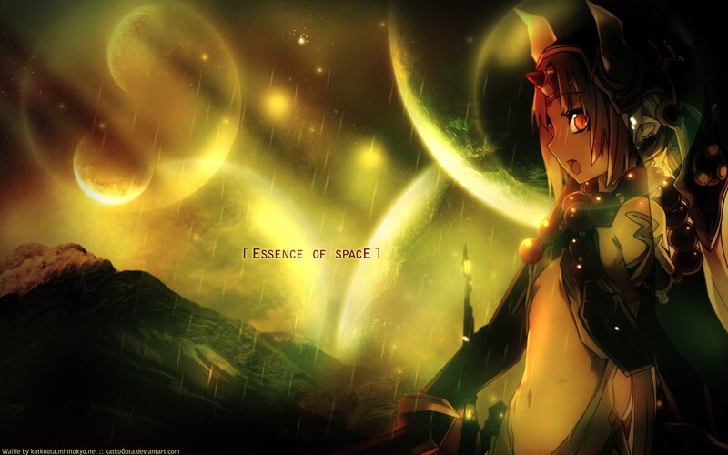 Anime girl in space landscape