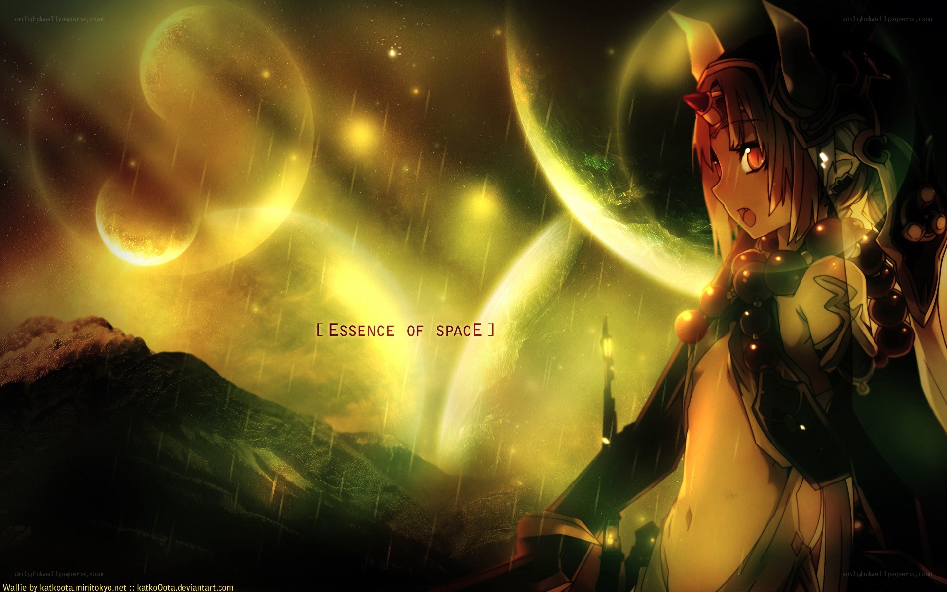 Anime girl in space landscape