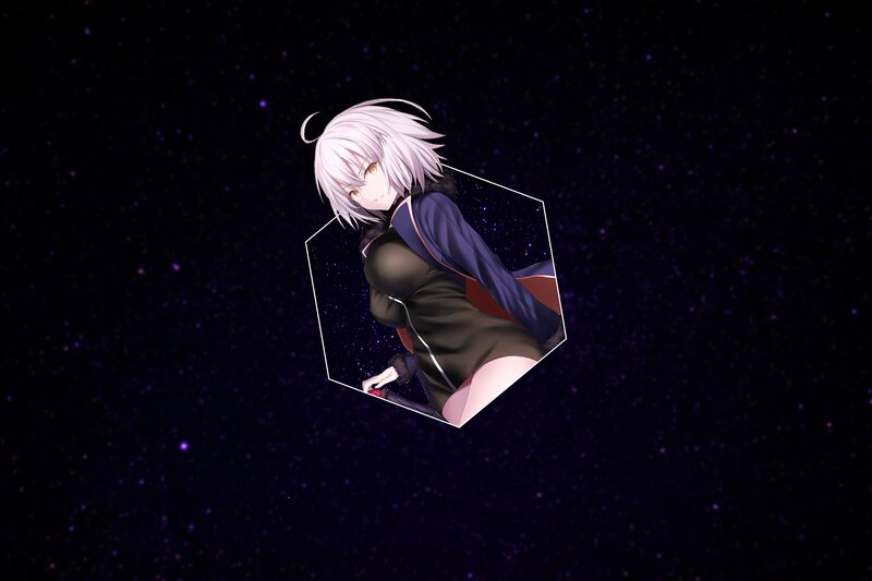Anime Girl in Space — Purple, Cosmic, Night, Digital Art