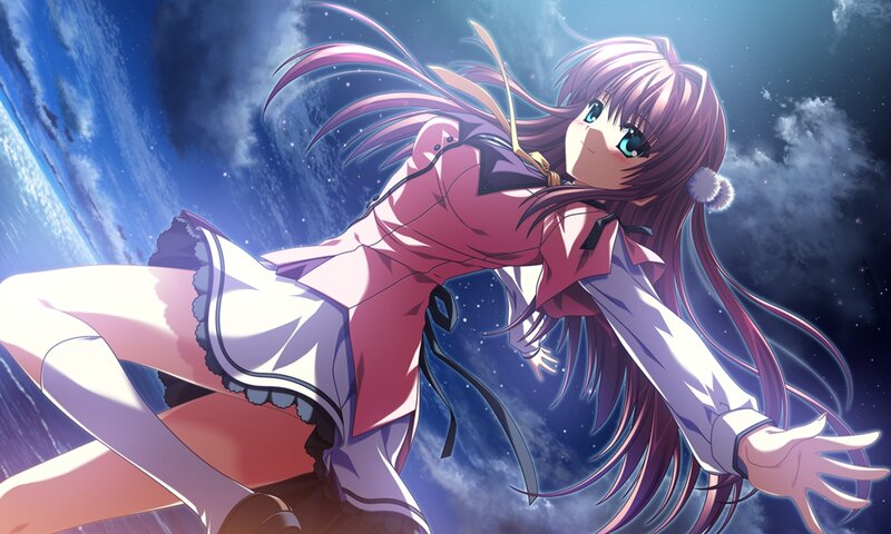 Anime Girl in Space — Purple, Dramatic, Night, Clouds