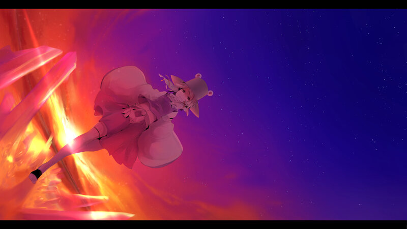 Anime Girl in Space — Purple, Dramatic, Night, Digital Art, Fire