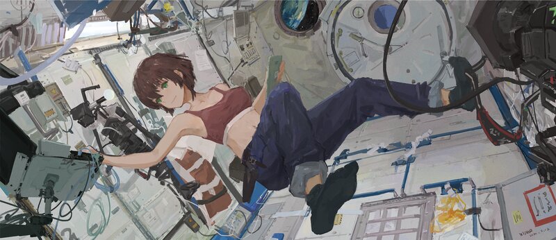 Anime Girl in Space Station — White