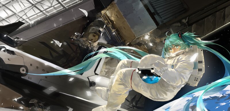 Anime Girl in Space Suit — Blue, Dramatic