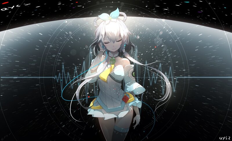 Anime Girl in Space — White, Serene, Night