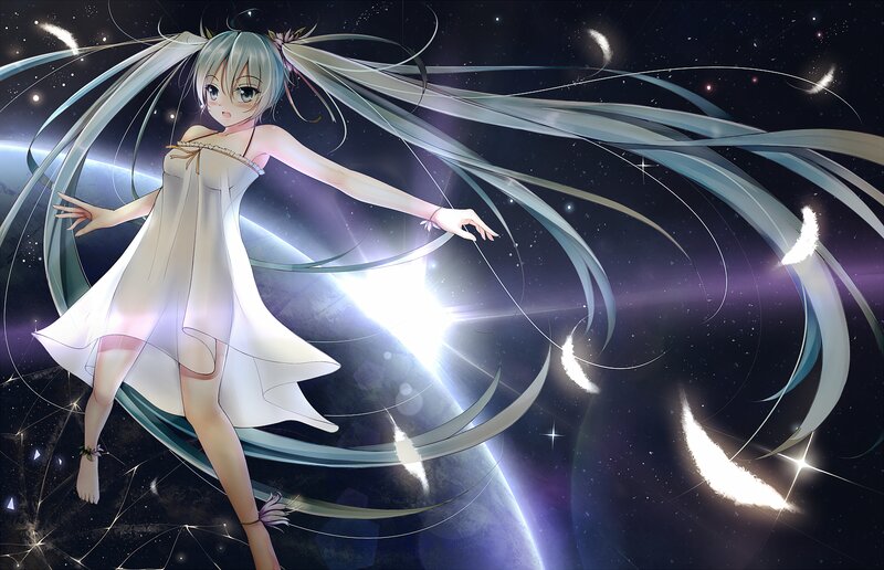 Anime Girl in Space — White, Serene
