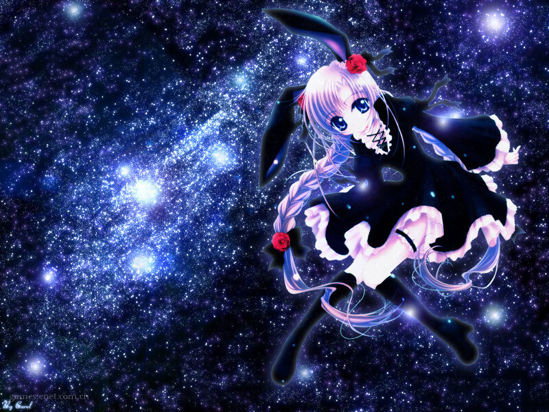 Anime girl in space with bunny ears