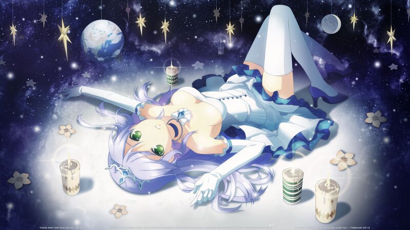 Anime girl in space with candles