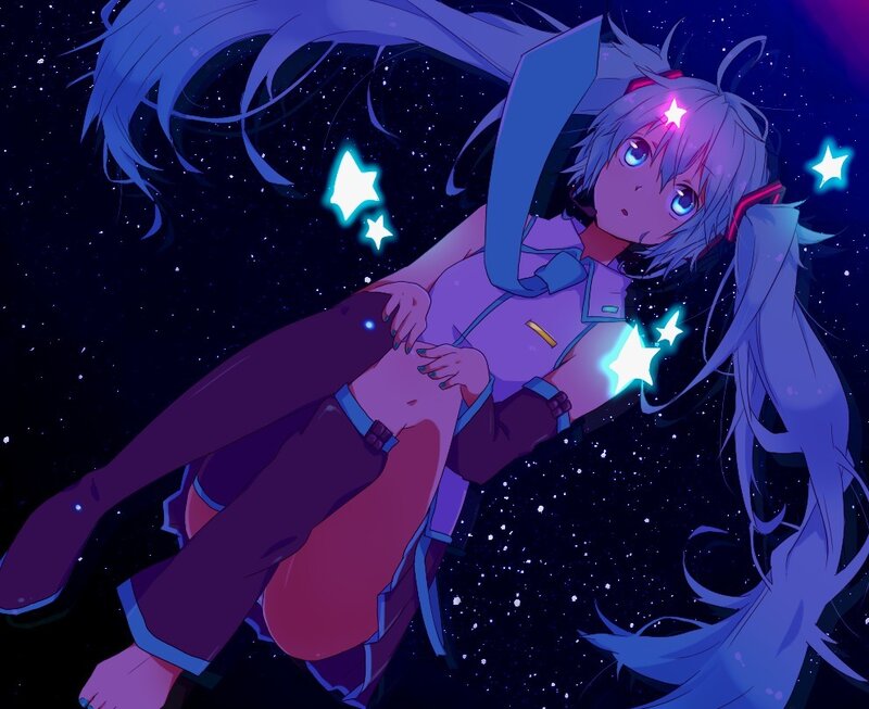 Anime girl in space with stars