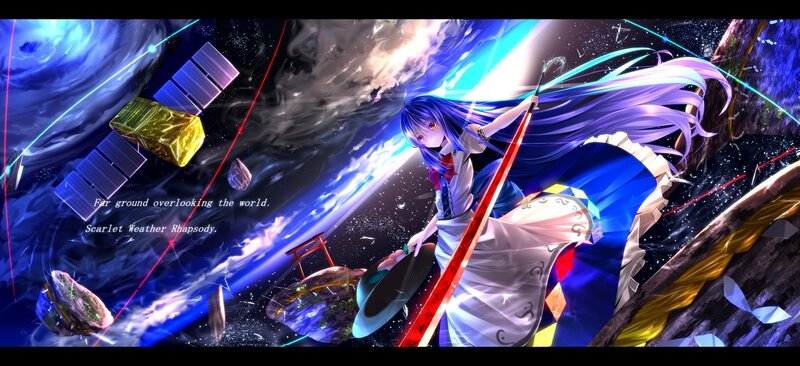 Anime girl in space with sword
