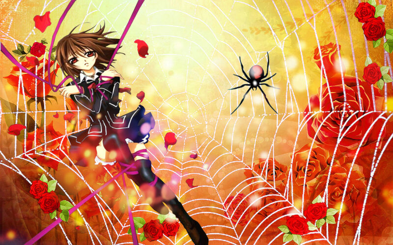 Anime Girl in Spiderweb — Red