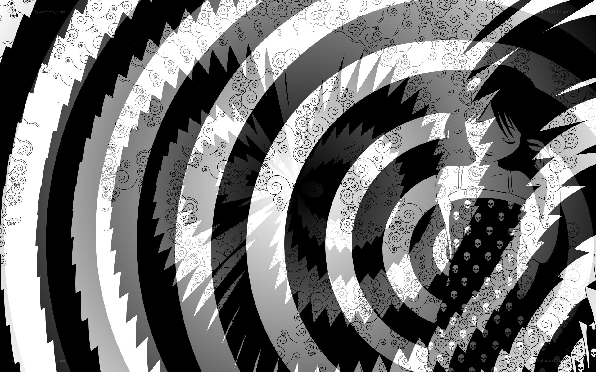 anime girl in spiral pattern