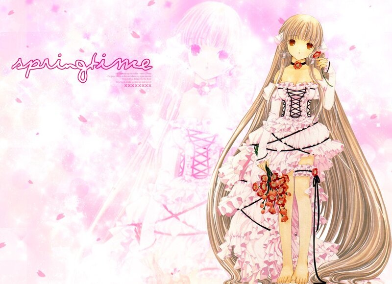 anime girl in spring dress