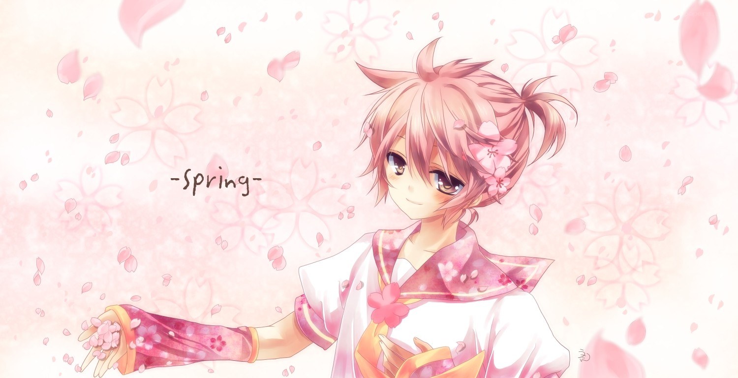anime girl in spring