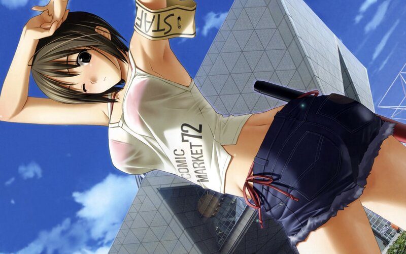 anime girl in staff shirt