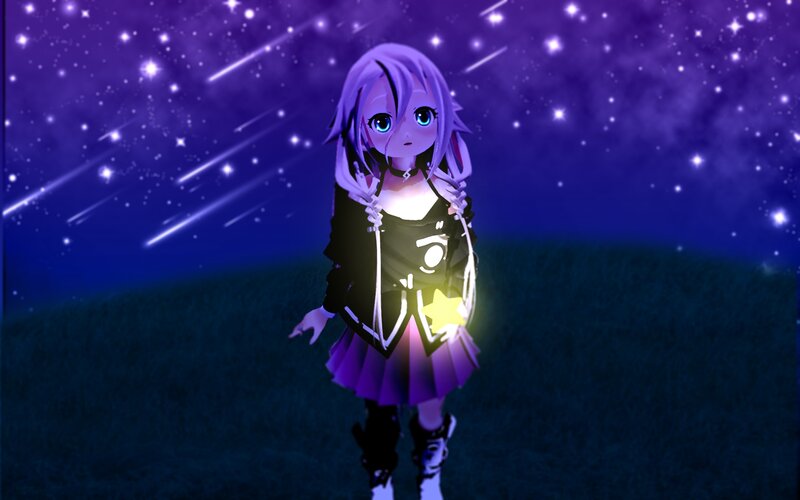 Anime Girl in Starry Field