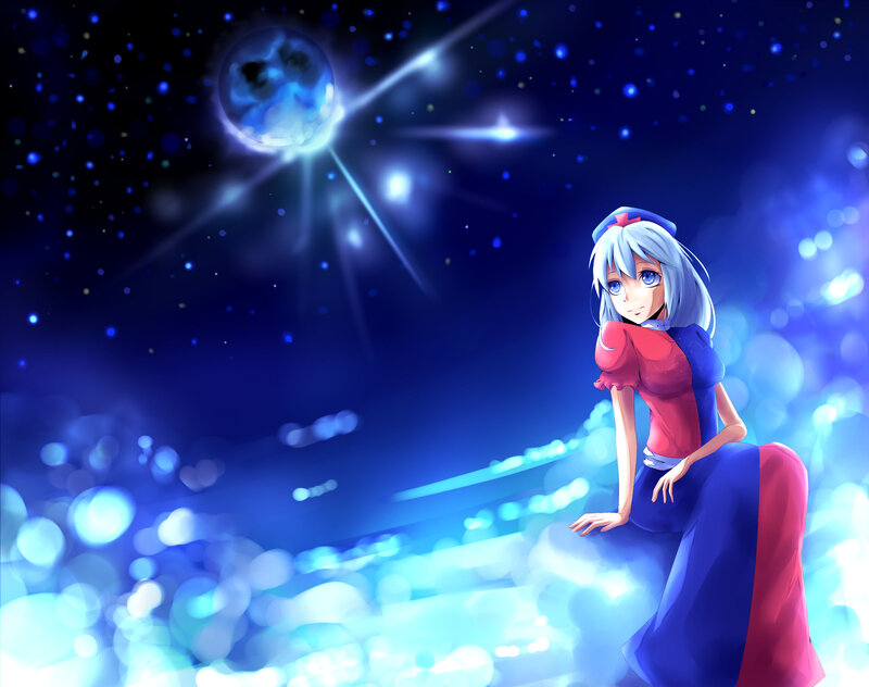anime girl in starry night