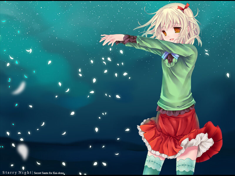 Anime girl in starry night