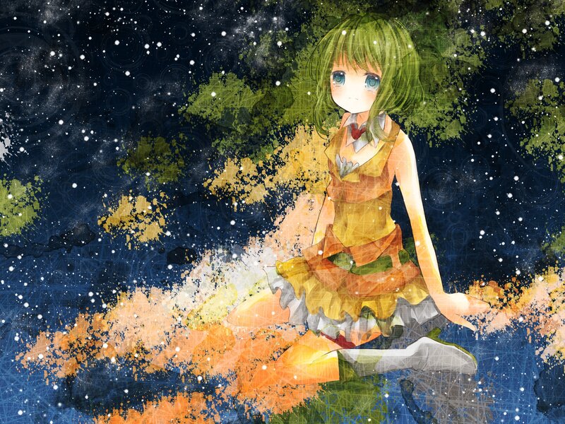 Anime girl in starry night