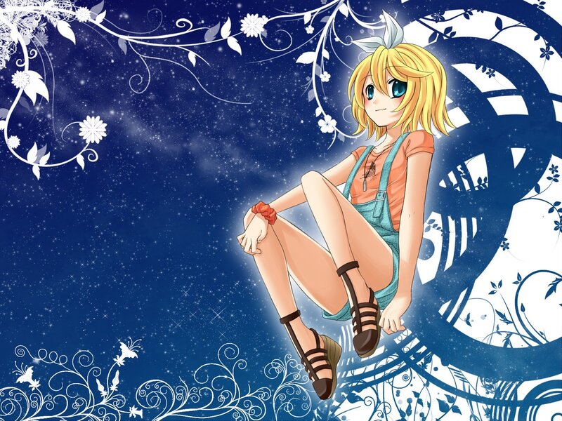Anime girl in starry night