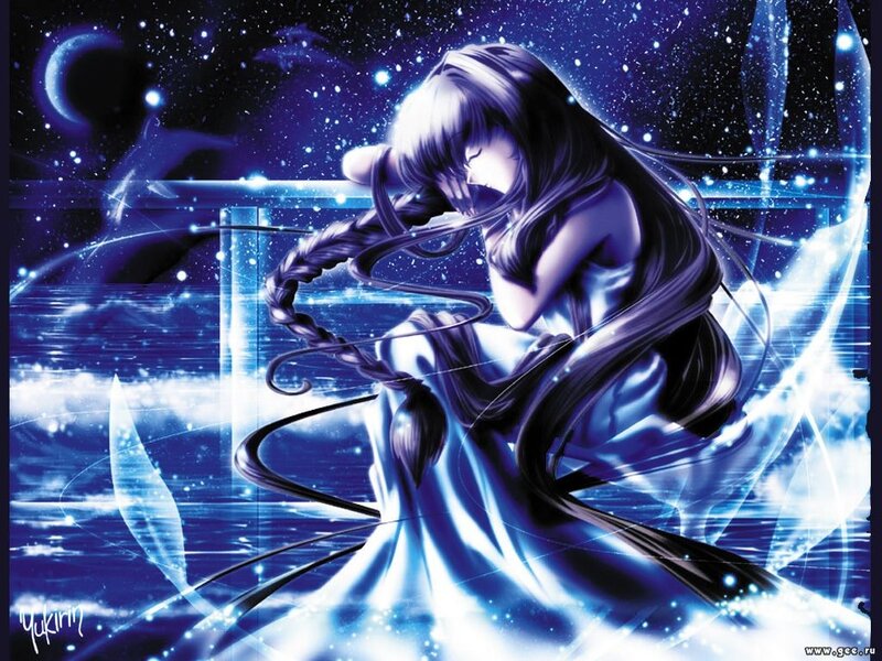 Anime girl in starry night