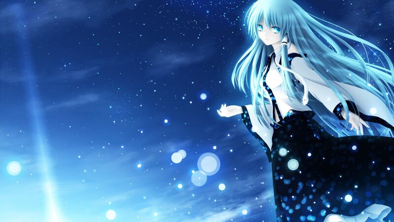 anime girl in starry night