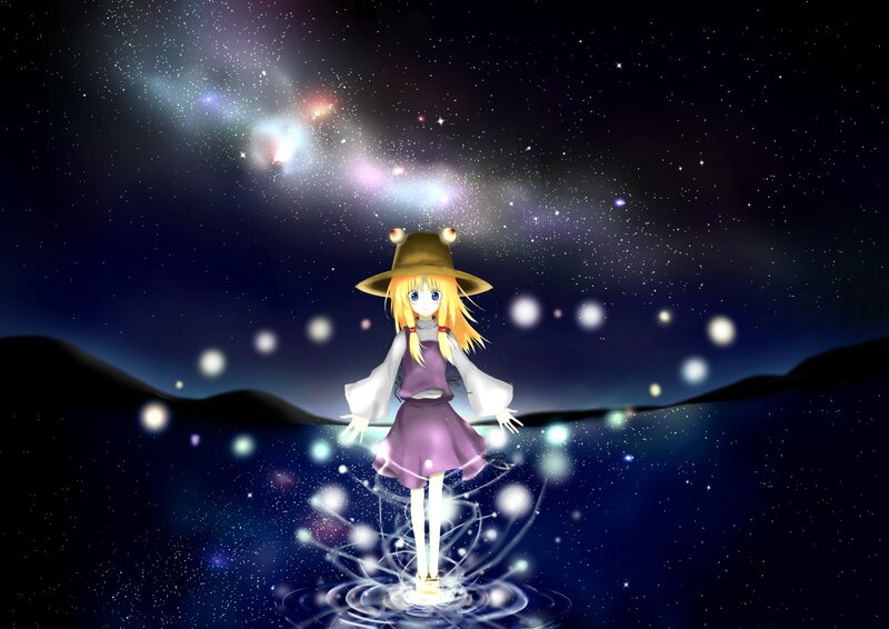 Anime girl in starry night