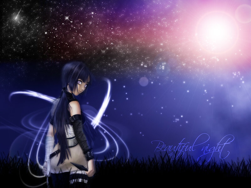 Anime girl in starry night