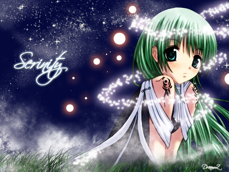 Anime girl in starry night