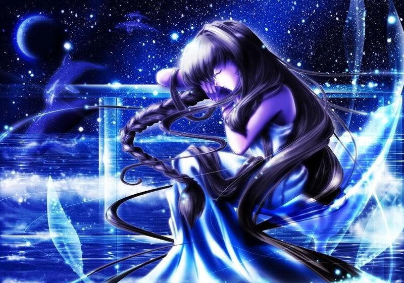 anime girl in starry night
