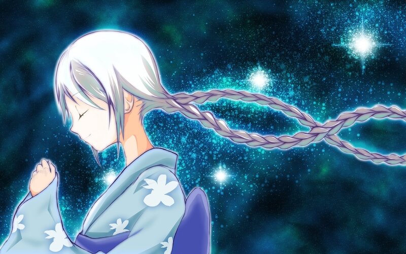 anime girl in starry night