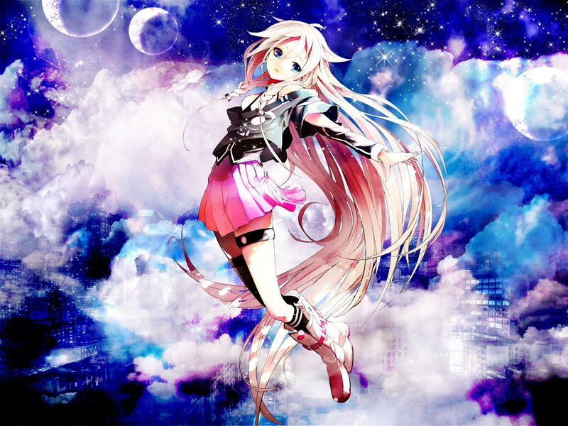 Anime girl in starry sky