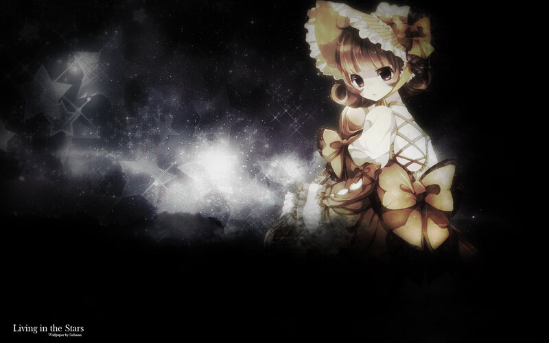 Anime Girl in Starry Sky — Black
