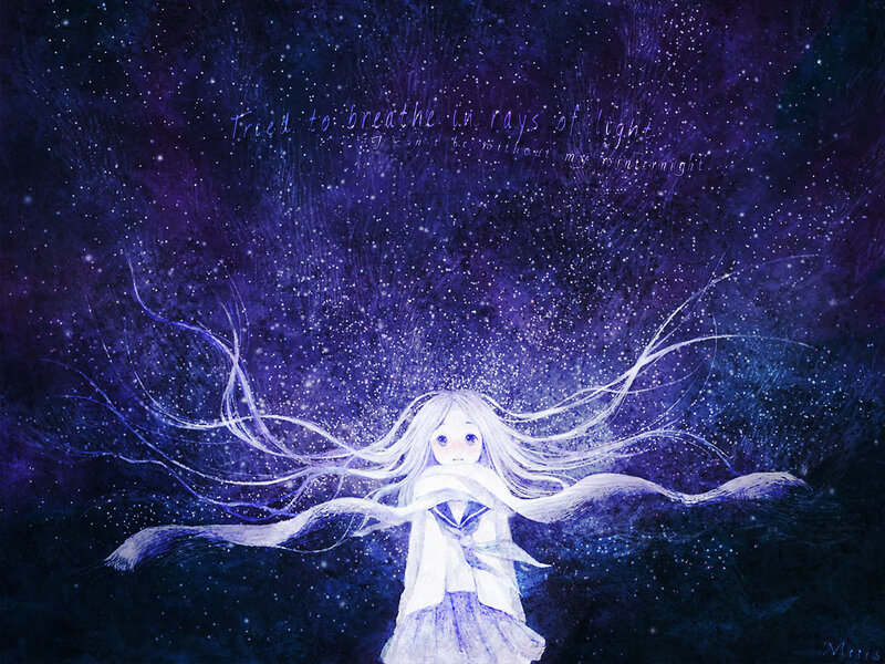 Anime Girl in Starry Sky — Purple