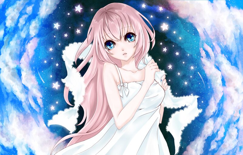 Anime girl in starry sky