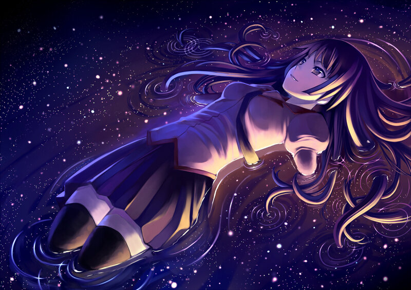 Anime girl in starry space