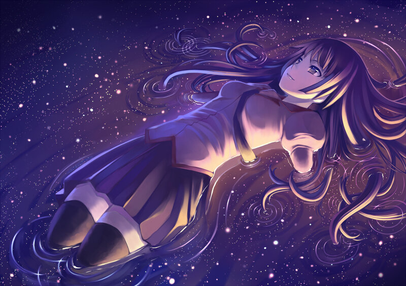 Anime girl in starry space