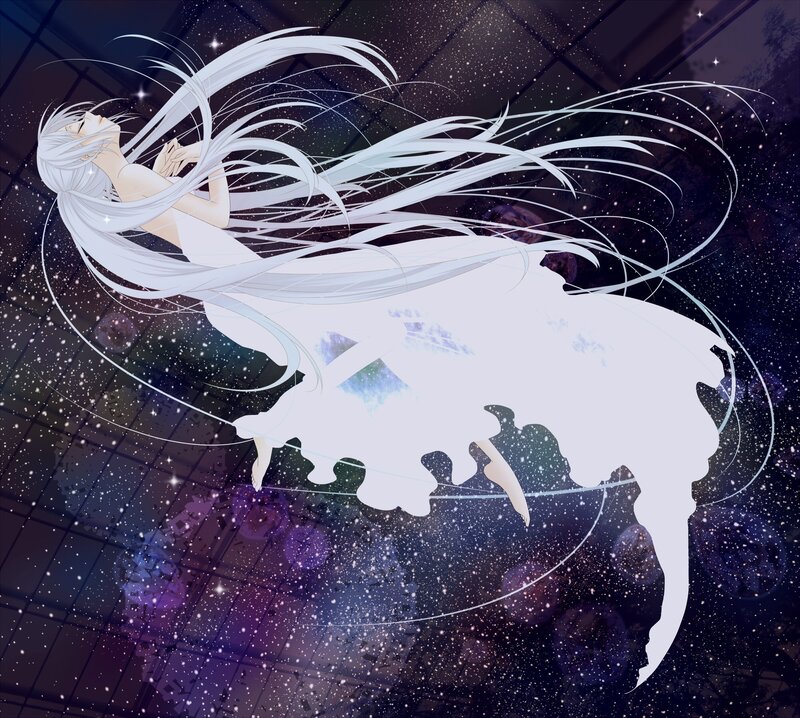 Anime girl in starry space